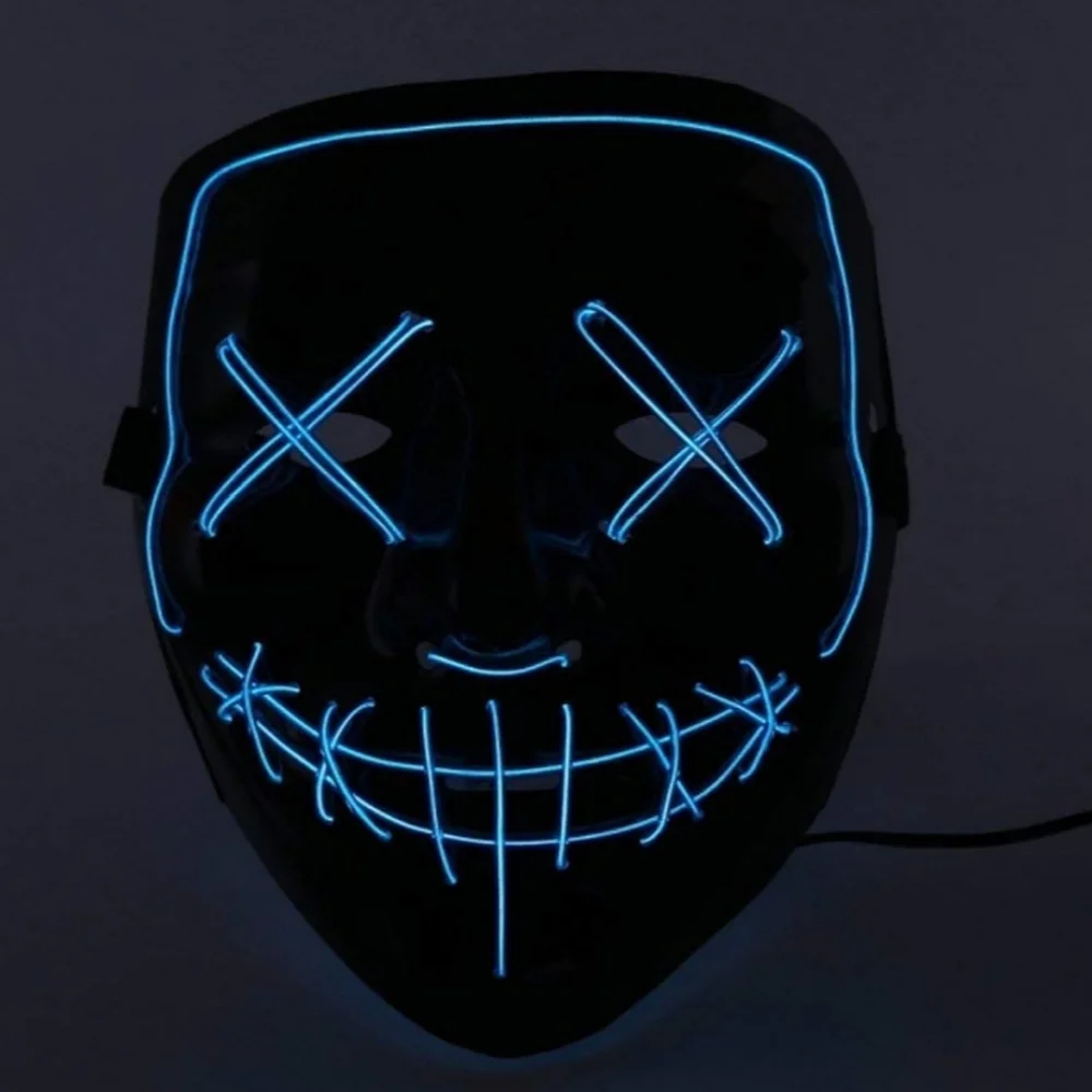 Black LED Halloween Mask with Blue